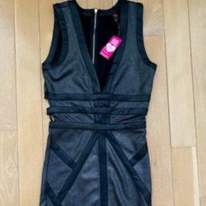 Windsor Black Faux Leather Trip Dress